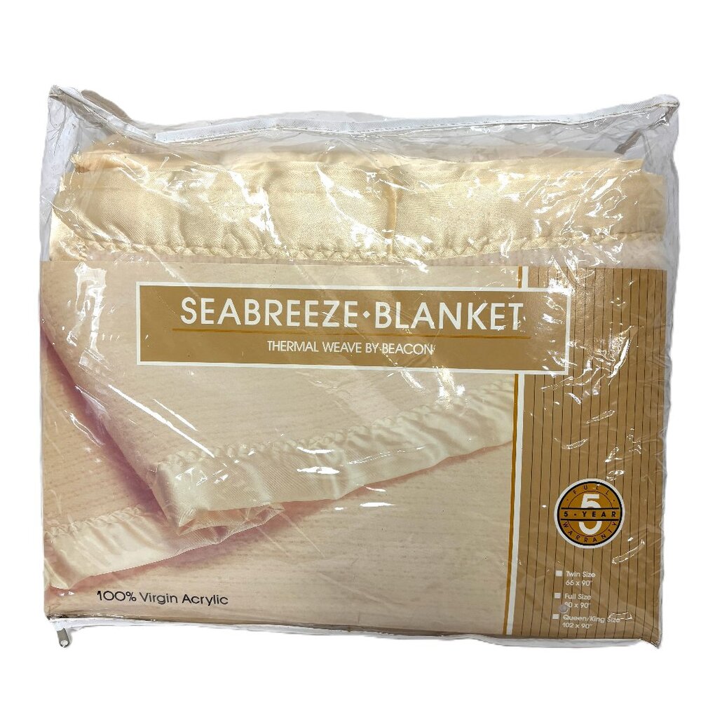 Seabreeze Blanket Cream waffle Weave By Beacon 100% Virgin Acrylic NOS NWT